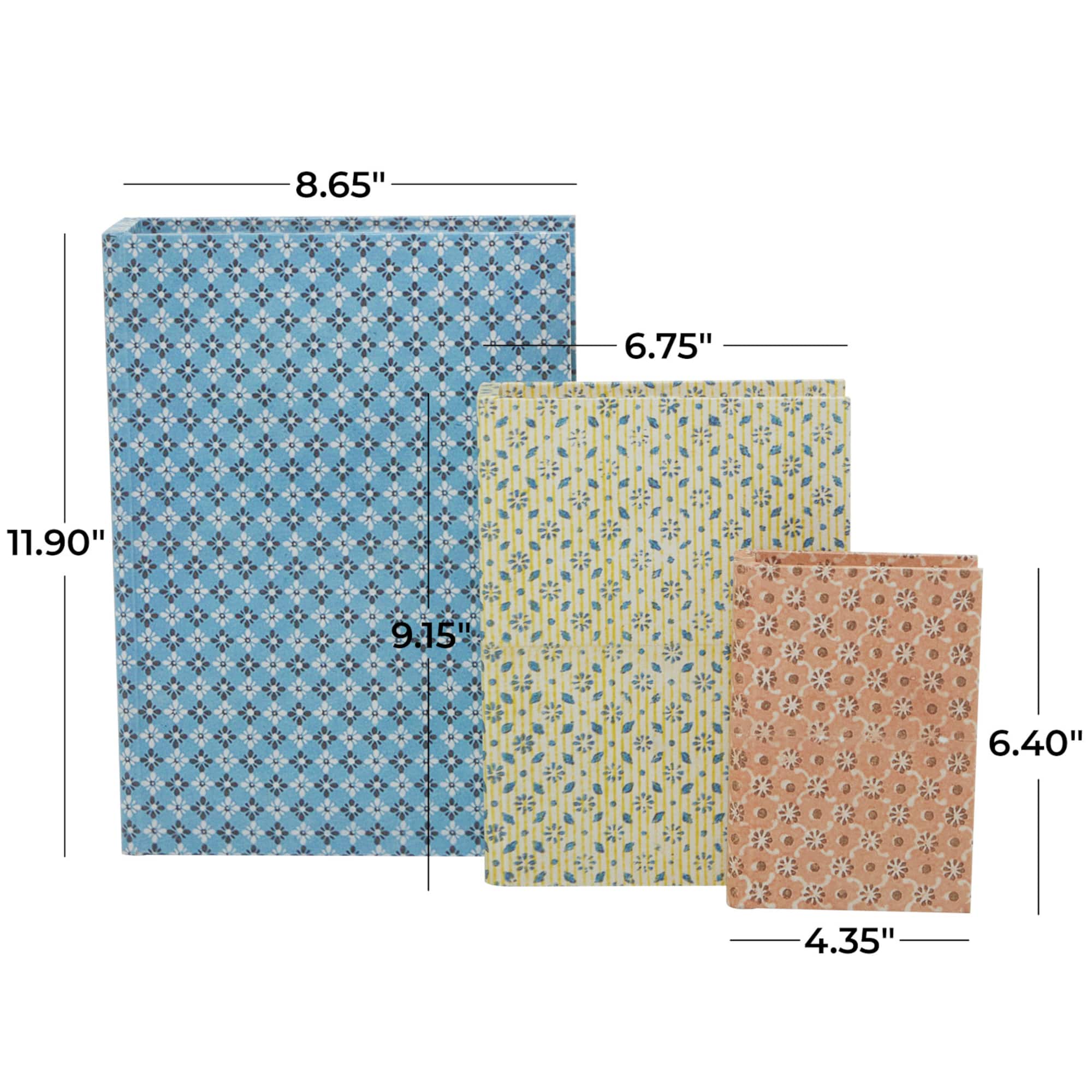 Floral Canvas Faux Book Box Set